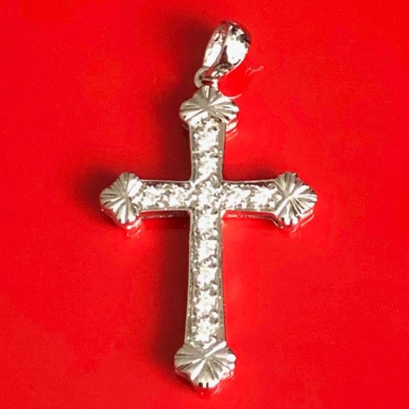 14K Gold Diamond Cross Pendant - Picture 1 of 5